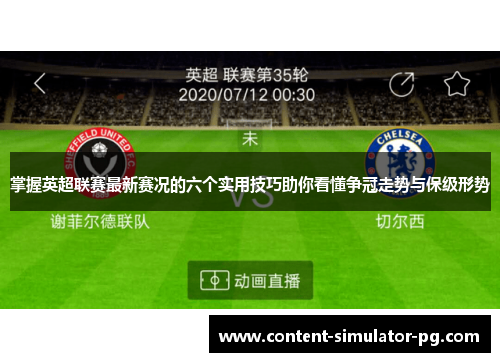 掌握英超联赛最新赛况的六个实用技巧助你看懂争冠走势与保级形势